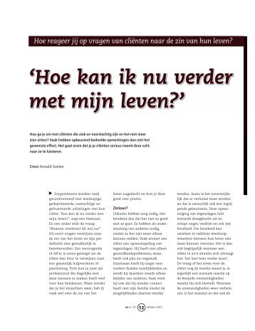 'Hoe kan ik nu verder met mijn leven?' - Moderne-Dementiezorg