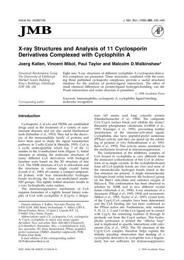X-ray Structures and Analysis of 11 Cyclosporin Derivatives ...