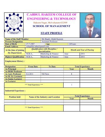 View full Profile - C Abdul Hakeem College of Engineering and ...