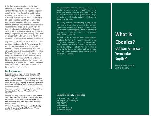 What Is Ebonics Linguistic Society Of America What Is Ebonics Linguistic Society Of America
