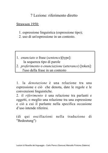 7 Lezione: riferimento diretto - Filosofia