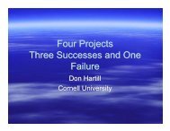 Four Projects - Three Successes and One Failure