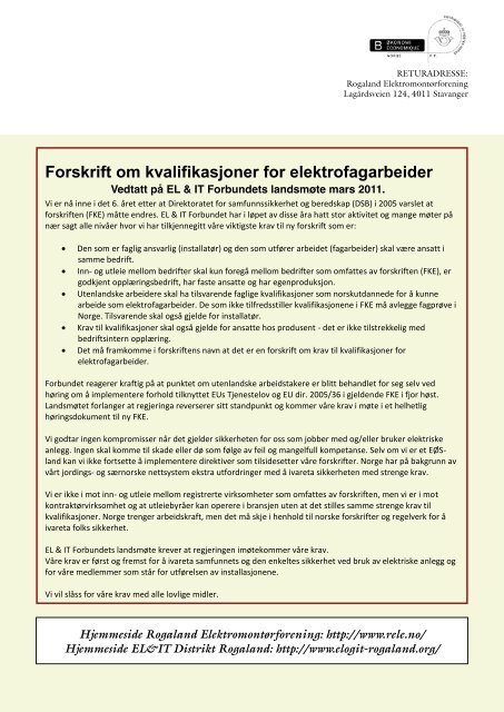 Samleskinnen - Rogaland Elektromontørforening