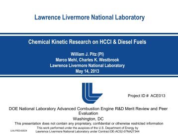 Chemical Kinetic Research on HCCI & Diesel Fuels - Department of ...