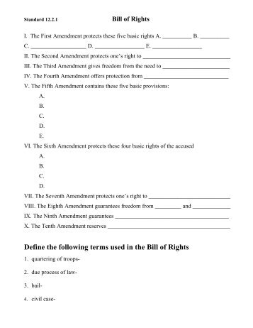 Bill of Rights/Checks and Balances Worksheet