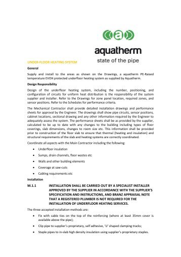 Orange Underfloor Specifying Support Document - Aquatherm