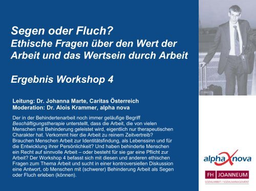 Workshop 4 - Segen oder Fluch? Ethische Fragen Ã¼ber den Wert ...