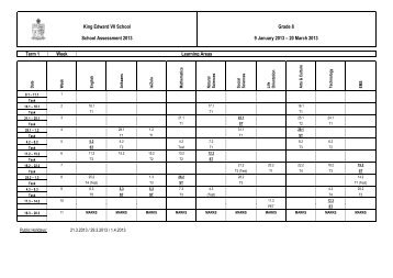 King Edward VII School School Assessment 2013 Grade 8 9 ...