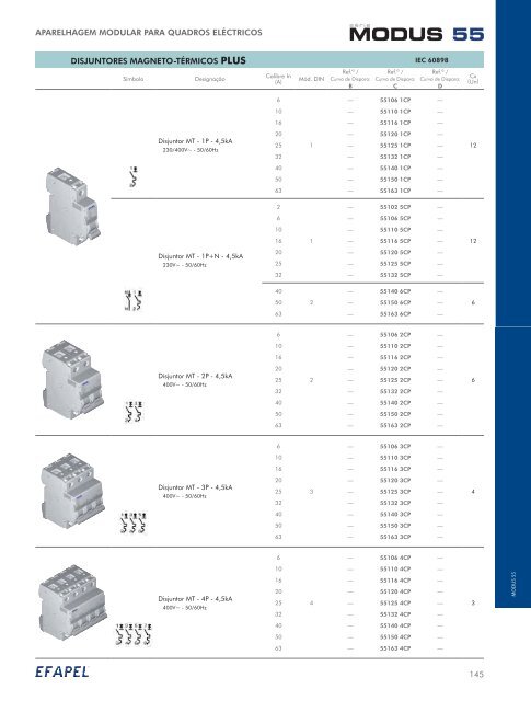 Download PDF SÃ©rie MODUS 55 (p. 142-155 CatÃ¡logo ... - Efapel