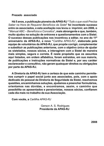 1 Prezado associado HÃ¡ 5 anos, a publicaÃ§Ã£o ... - Apasrj.com.br