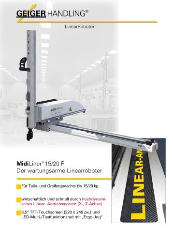 MidiLiner® 15/20 F Der wartungsarme Linearroboter