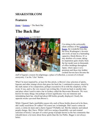 The Back Bar - Tales of the Cocktail