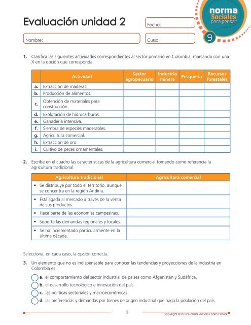 EvaluaciÃ³n unidad 2 - Webcolegios