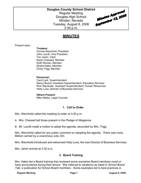 Minutes - Douglas County School District