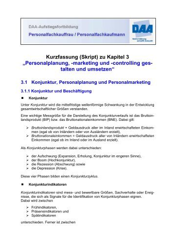 Kurzfassung (Skript) zu Kapitel 3 „Personalplanung, -marketing und ...