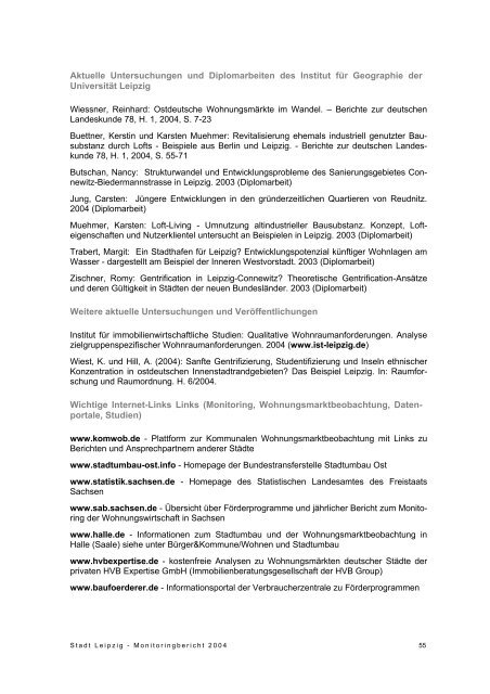 Monitoringbericht 2004 - Wohnungsmarkt - Stadtumbau - Stadt Leipzig