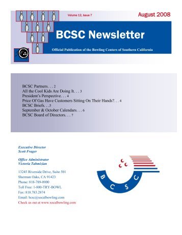BCSC Newsletter - Bowling Centers of Southern California