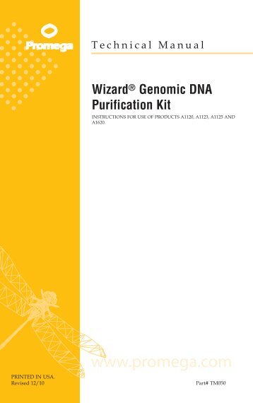 Wizard Genomic DNA Purification Kit Protocol - Department of ...