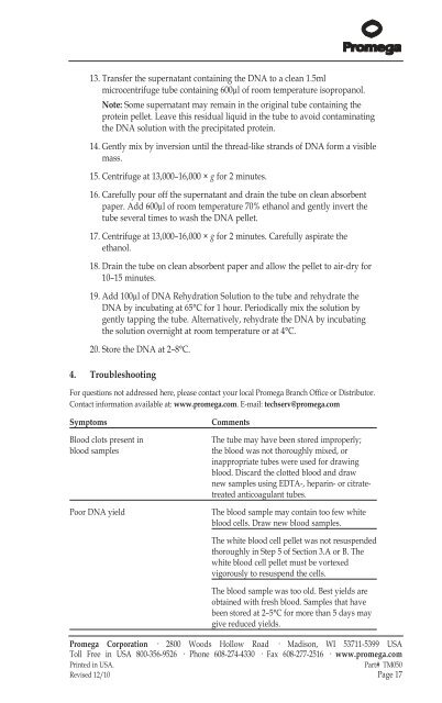 Wizard Genomic DNA Purification Kit Protocol - Department of ...