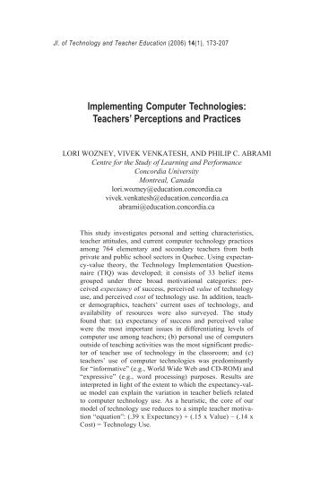 Implementing Computer Technologies - Concordia University