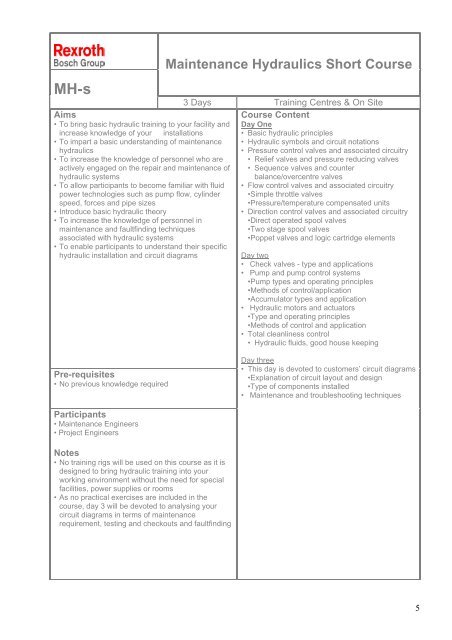 Download here the Hydraulic Training Course ... - Bosch Rexroth