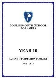 Year 10 Course Information - Bournemouth School for Girls