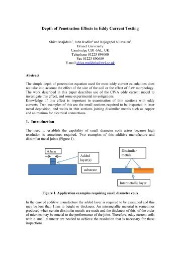 Depth of penetration effects in eddy current testing and ... - BINDT