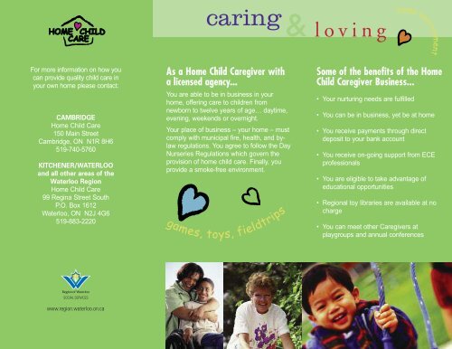Home Child Care Caregiver brochure - Social Services - Region of ...