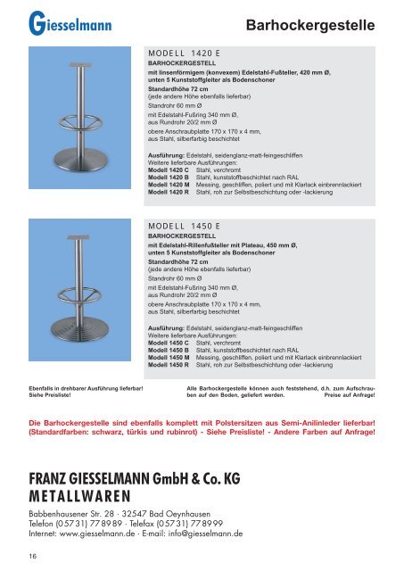 Giesselmann Tischgestelle - Franz Giesselmann Metallwaren GmbH ...