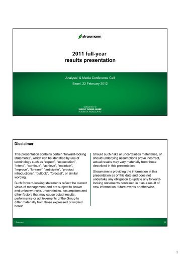 2011 full-year results presentation - Straumann