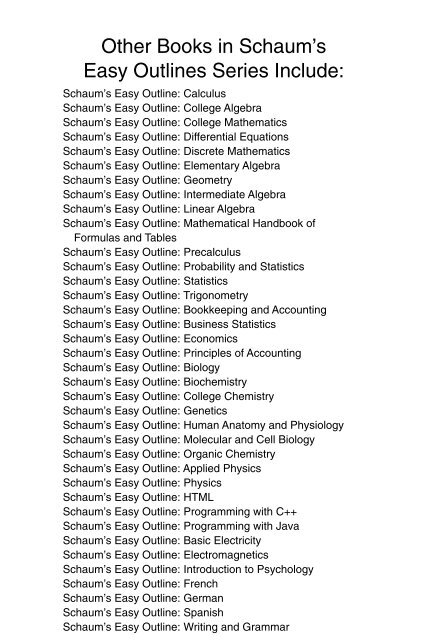 Schaums Easy Outlines - 