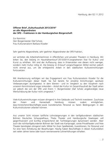 Brief_SPD_121102 - Fachgruppe Darstellende Kunst - Ver.di