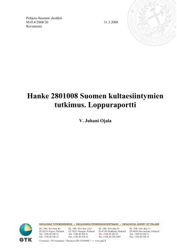 Hanke 2801008 Suomen kultaesiintymien tutkimus. Loppuraportti