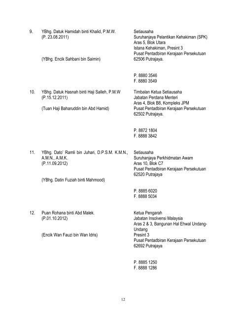 untuk kegunaan rasmi sahaja ketua-ketua jabatan/unit/bahagian di ...