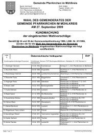 WAHL DES GEMEINDERATES DER GEMEINDE PFARRKIRCHEN ...