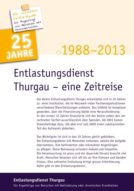 JubilÃ¤umsbroschÃ¼re 25 Jahre Entlastungsdienst Thurgau