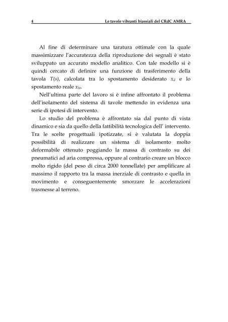 Le tavole vibranti biassiali del CRdC-AMRA - Dipartimento di Analisi ...