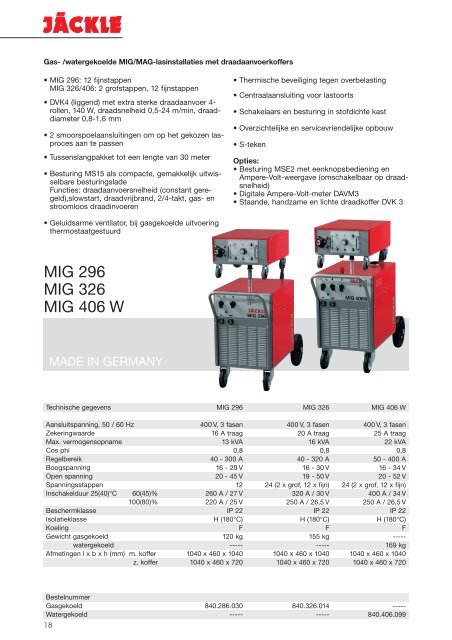 PRODUCTPROGRAMMA - JÄCKLE Schweiß