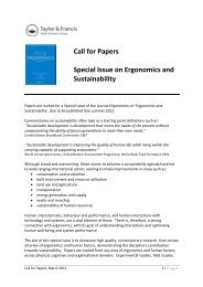 Call for Papers Special Issue on Ergonomics and Sustainability