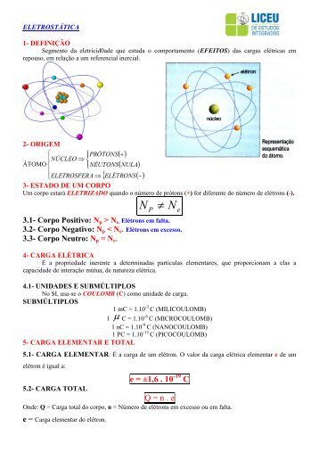 Apostila de FÃ­sica - EletrostÃ¡tica - 3Âº EM - liceu.net