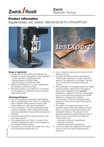 ZHU2.5 optics universal hardness tester datasheet