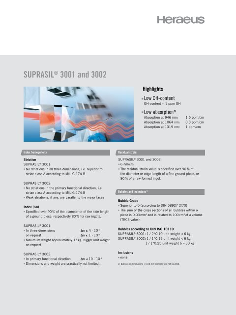 Suprasil 3001 And 3002 Heraeus Quarzglas