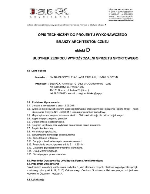 1.4 Opis Techniczny architektura -BUDYNEK D.pdf - Olsztyn