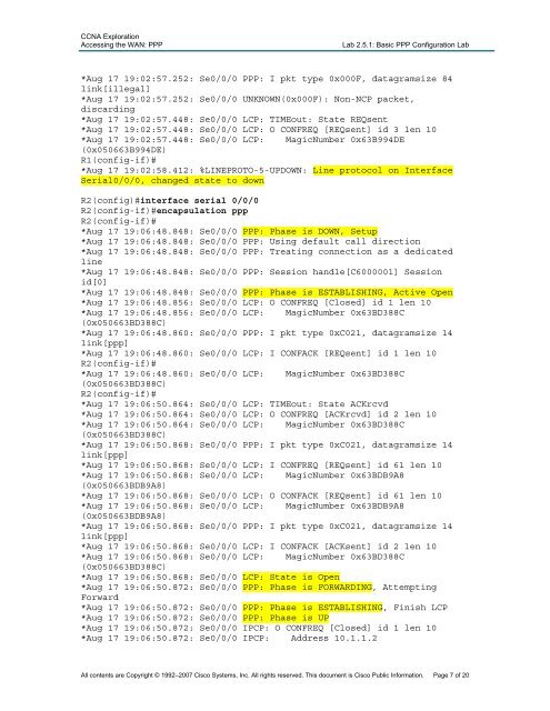 Lab 2.5.1: Basic PPP Configuration Lab