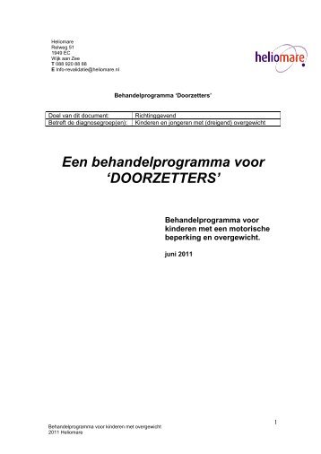 Behandelprogramma Doorzetters - Heliomare