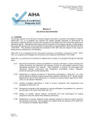 Module 1 - AIHA's Laboratory Accreditation Programs, LLC