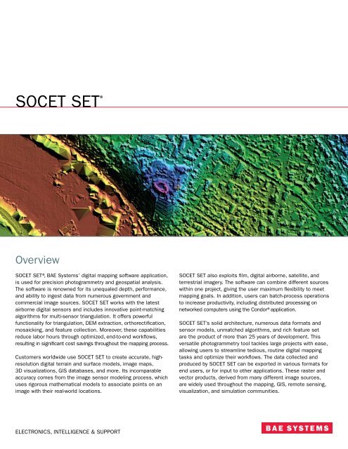 SOCET SETÂ® brochure - BAE Systems GXP Geospatial eXploitation ...