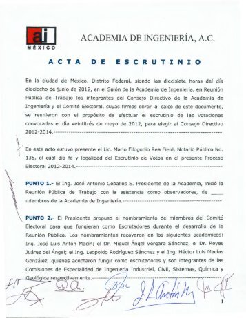 Acta de Escrutinio - Academia de IngenierÃ­a