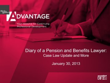 Diary of a Pension and Benefits Lawyer: - Hicks Morley