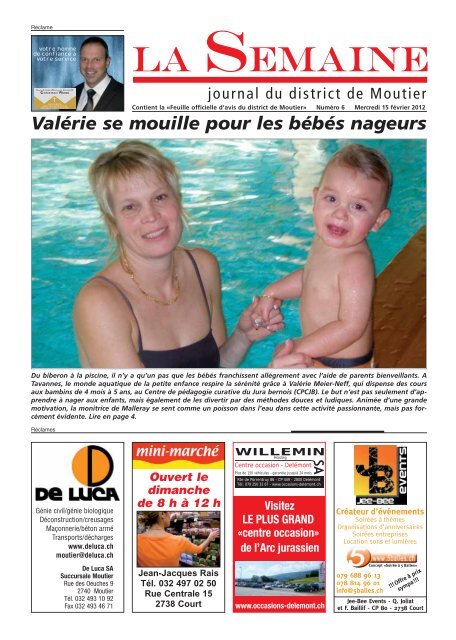Valérie se mouille pour les bébés nageurs - Immo Jura